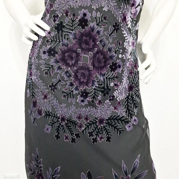 Black Purple Vintage Fairy Burnout Velvet Whimsigoth Halter Witchy Midi Dress L - Picture 3 of 13